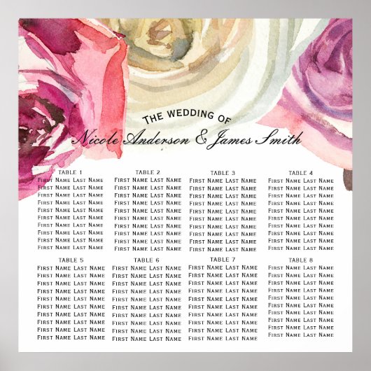 Rose Rosa und Weiß Chic Sitzplatz Poster (Vorne)
