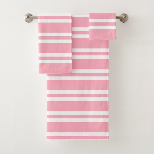 Rose Rosa und weiße Streifen Badhandtuch Set (Insitu)