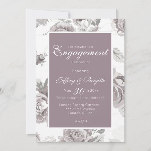 Rose rosa Verlobung Ankündigung (Vorderseite)