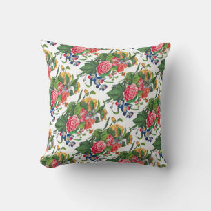 Rose Rosa Vintage Aquarellfarben Wildblumen Kissen