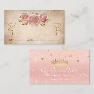 Rose Rosa Wasserfarben Gold Elegante Escort Platzkarte