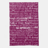 Rose Rosa weiße inspirierende Worte Weihnachten Geschirrtuch (Vertikal)