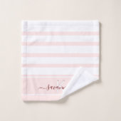 Rose Rosa weiße Streifen Badhandtuch Set (Waschlappen)