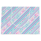 Rose, rosa, weiße Streifen Große Geschenktasche Große Geschenktüte (Vorderseite)