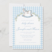 Rose Rose Gingham Boho Babydusche Einladung (Vorderseite)