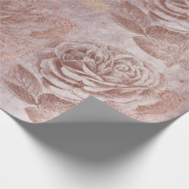 Rose Rose Gold Pastel Metallische Flora Delikatess Geschenkpapier