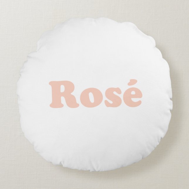 "Rose" Rose hellrosa Buchstaben weiß Rundes Kissen (Vorderseite)