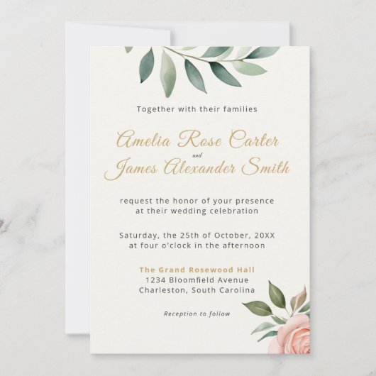 Rose Rose Rose Rosa Rosengeschmack Einladung zur H (Vorderseite)