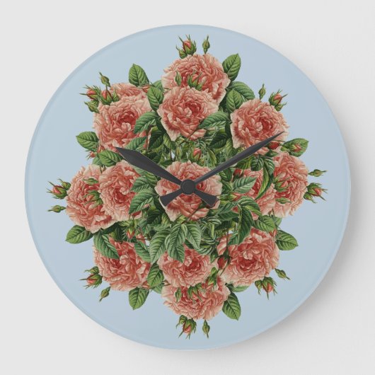 Rose Rose Rosen Bouquet - Rosenbouquet Große Wanduhr (Vorderseite)