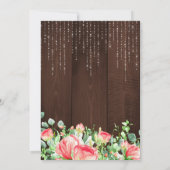 Rose Rose rustikale Saitenleuchten mit Holzverheir Einladung (Rückseite)