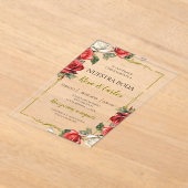 Rose Rose Spanische Hochzeit Acryleinladungen (Ablage )