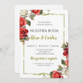 Rose Rose Spanische Hochzeit Einladung (Vorne/Hinten)