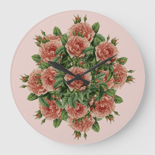 Rose Roses Rosen bouquet – Rosenbouquet Große Wanduhr (Vorderseite)