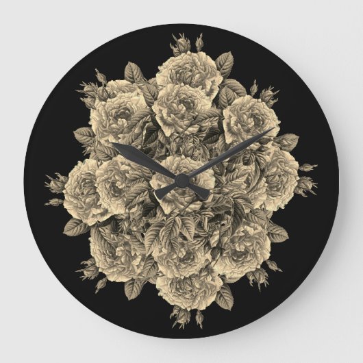Rose Roses Rosen bouquet – Rosenbouquet Große Wanduhr (Vorderseite)