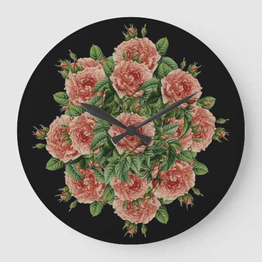 Rose Roses Rosen bouquet – Rosenbouquet Große Wanduhr (Vorderseite)