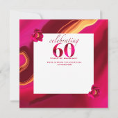 Rose Rot Blütenelegante 60. Hochzeitstag Einladung (Rückseite)