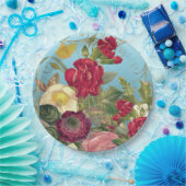 Rose Rot, Burgandy, Gelb, Aquamarin Backed Pappteller (Party)