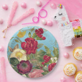 Rose Rot, Burgandy, Gelb, Aquamarin Backed Pappteller (Party)