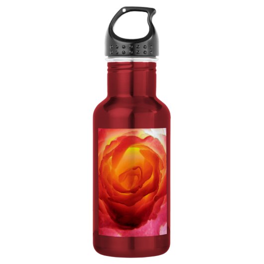 Rose Rot-Gelb-Bicolor Edelstahlflasche (Vorderseite)