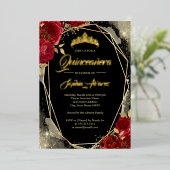 Rose Rot Gold Tiara Quinceanera Folieneinladung (Stehend vorne)