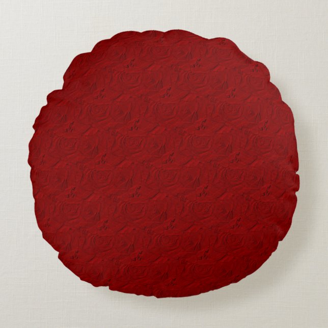 Rose, rot - runder Kissen (Vorderseite)
