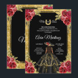 Rose Rot und Gold Charra Mis Ruhige Einladung<br><div class="desc">Rot und Gold Rose Charra Mis Quince Einladung Mis Quince Anos,  15. Geburtstag, </div>