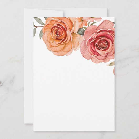 Rose Rot und Orangen Geburt Einladung (Rückseite)