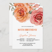 Rose Rot und Orangen Geburt Einladung (Vorne/Hinten)