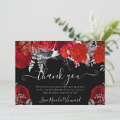 Rose Rot und Silber zum Geburtstag Dankeskarte (Stehend Vorderseite)