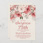 Rose Rote Creme Aquarellfarben Blumenüberraschung Einladung (Vorne/Hinten)