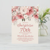 Rose Rote Creme Aquarellfarben Blumenüberraschung Einladung (Stehend Vorderseite)