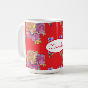 Rose Rote Flora Rose Vintag Garten Frauen Retro Kaffeetasse