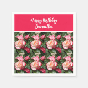 Rose Rote Flora und Weiße Rosen Geburtstagsparty Serviette