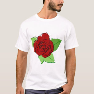 Rose Rote Rose Blume Flora Grünes Leaf Natur Liebe T-Shirt