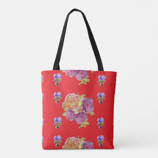Rose Rote Rose Shabby Shopping Bag Muster Tasche (Rückseite)