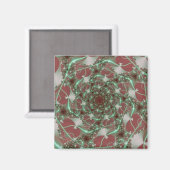 Rose | Rote und grüne Fraktale Magnet (Vorderseite/Rückseite)