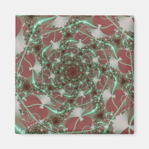 Rose Rote und grüne Fraktale Magnet