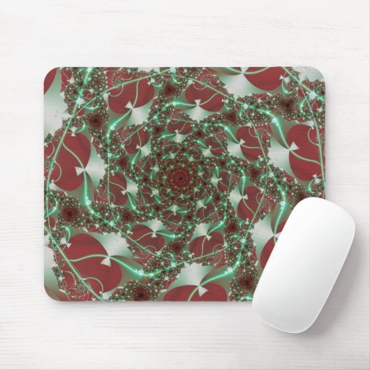 Rose | Rote und grüne Fraktale Mousepad (Mit Mouse)