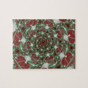 Rose   Rote und grüne Fraktale Puzzle
