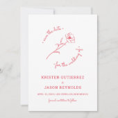 Rose Rote Wildblume Save the Date Einladung (Vorderseite)