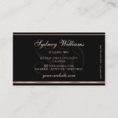 Rose Roter Golden Glitzer Monogram Elegant Schwarz Visitenkarte (Rückseite)