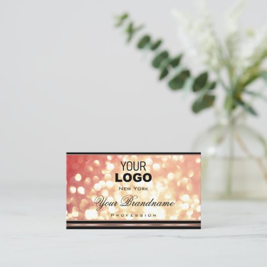 Rose Roter Goldener Glitzer und Logo Elegant Schwa Visitenkarte (Stehend Vorderseite)