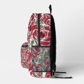 Rose Rotes Grün Vintage Blüte Bedruckter Rucksack (Rechts)