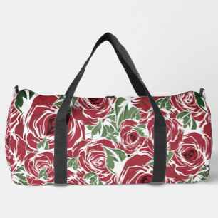 Rose Rotes Grün Vintage Blüte Duffle Bag