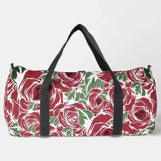Rose Rotes Grün Vintage Blüte Duffle Bag (Vorderseite)