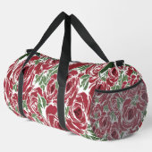 Rose Rotes Grün Vintage Blüte Duffle Bag (Rechte Ecke)