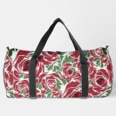 Rose Rotes Grün Vintage Blüte Duffle Bag (Rückseite)