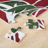 Rose Rotes Grün Vintage Blüte Puzzle (Seite)