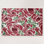 Rose Rotes Grün Vintage Blüte Puzzle (Horizontal)