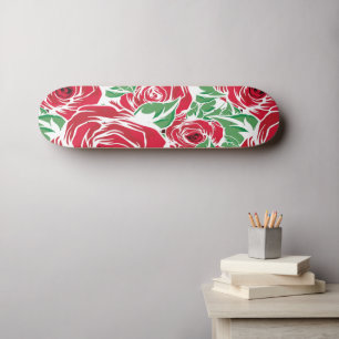 Rose Rotes Grün Vintage Blüte Skateboard